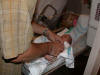David changes her first diaper
